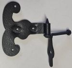 Möbelband historisch, Langband Eisen handgearbeitet matt schwarz lackiert, nur 1 x verfügbar, für Überschlag -8mm